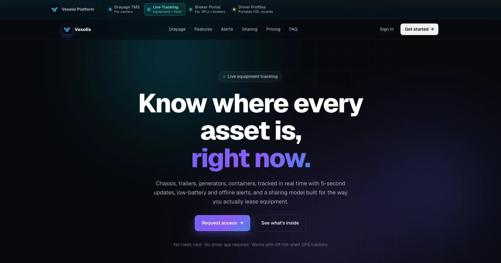 Vexolis · Live Tracking. Web app by Appluex