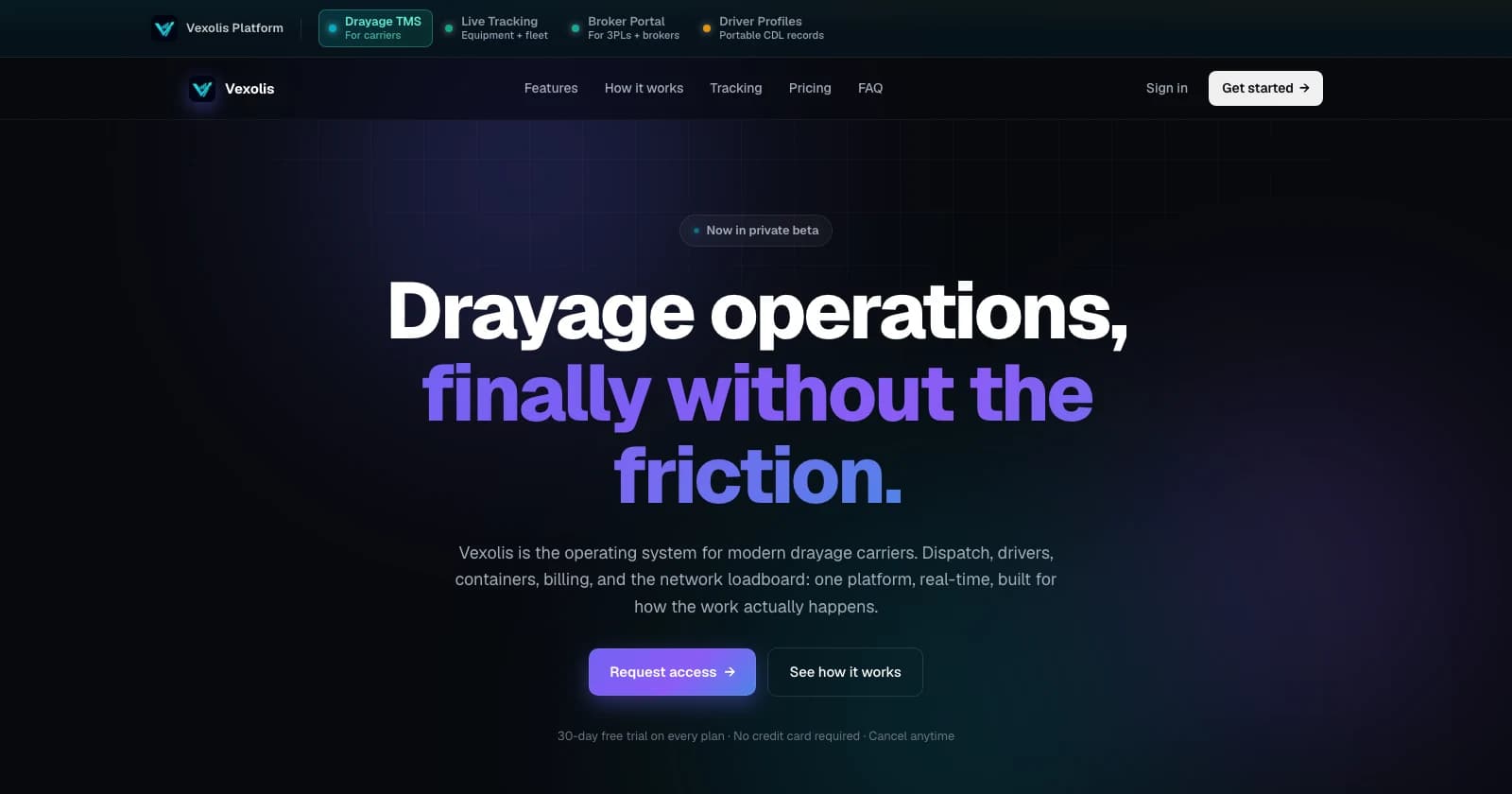 Vexolis · Logistics Platform. Web app by Appluex